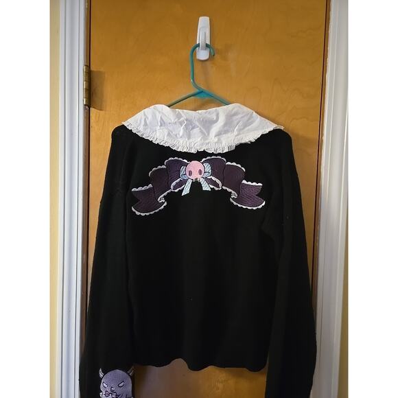 Sanrio Black Cardigan Sweater with Lavender Accents - Picture 8 of 9